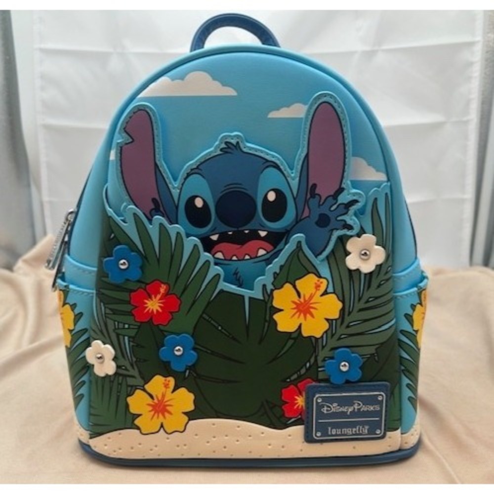 Loungefly Disney Parks Stitch Tropical Floral Hide-And-Seek Mini Backpack NEW